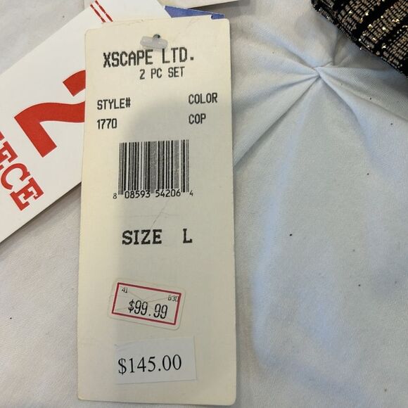 NWT XSCAPE Women's Gold & Black Tank Top and Open Front Cardigan Set Size Large - Picture 9 of 14